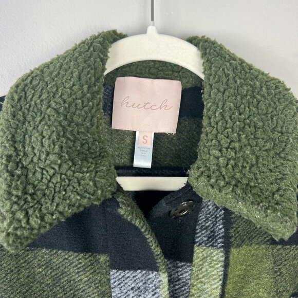 Anthropologie Women's Hutch Sherpa-Trimmed Plaid Jacket size S Grunge Revival - Picture 2 of 4